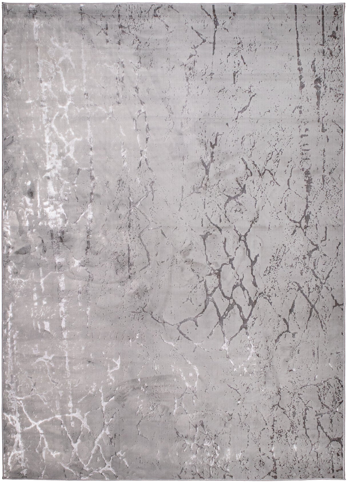 LEON 3203 Polyester Shiny Viscose Area Rug - Grey, Machine Loom, Made In Turkey (9' 8" X 13')