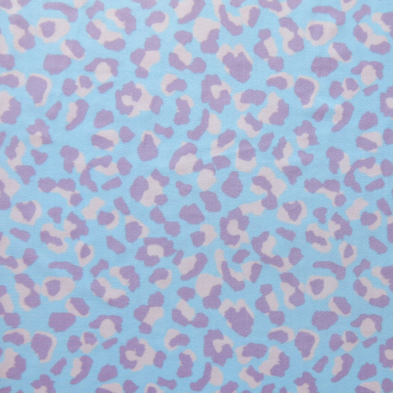 Swim Knit Purple/Pink Leopard on Baby Blue