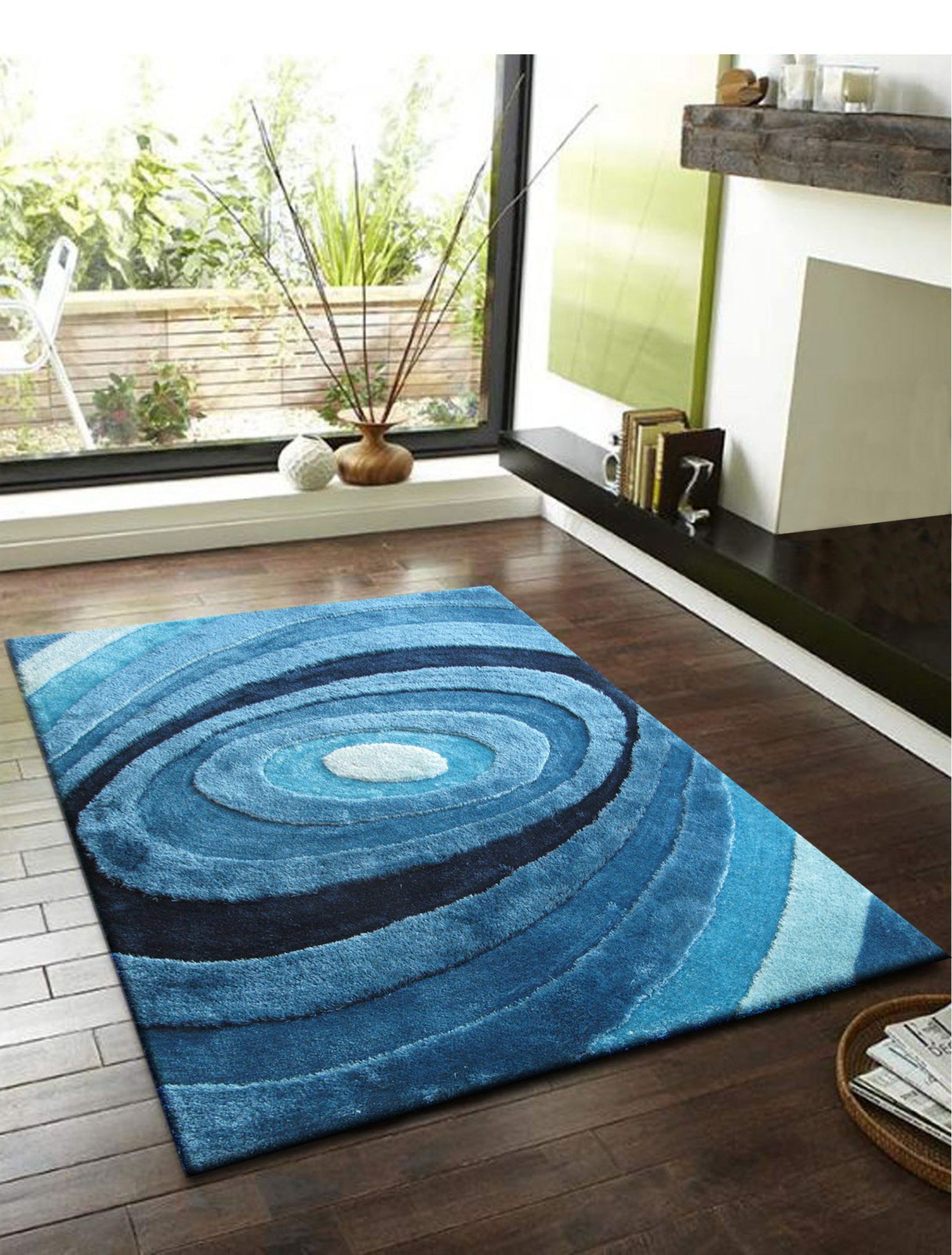 Soft Plush Fluffy Circle Design Polyester Fabric - Shag Area Rug, Circle Design, 7'6" X 10'3" (1 Piece)