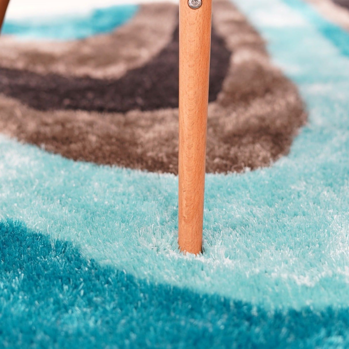 Soft Plush Fluffy Wavy Design Polyester Fabric - Gray Purple, Gray Blue, Shag Area Rug, 1.19" Pile Height (5' X 7', 7'6" X 10'3")