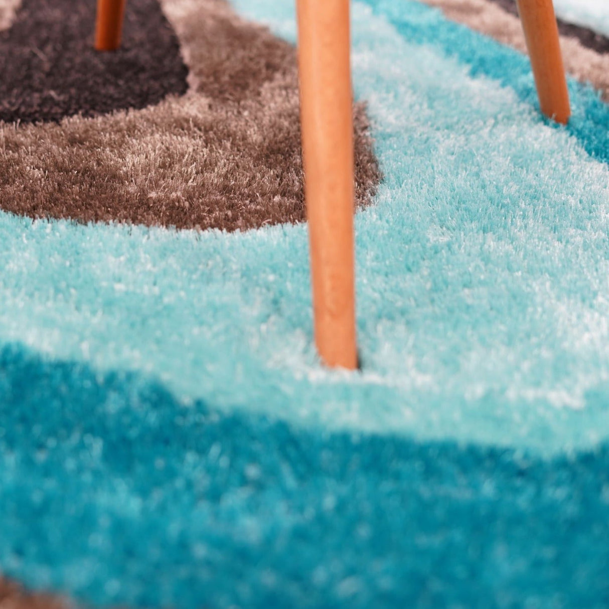Soft Plush Fluffy Wavy Design Polyester Fabric - Gray Purple, Gray Blue, Shag Area Rug, 1.19" Pile Height (5' X 7', 7'6" X 10'3")
