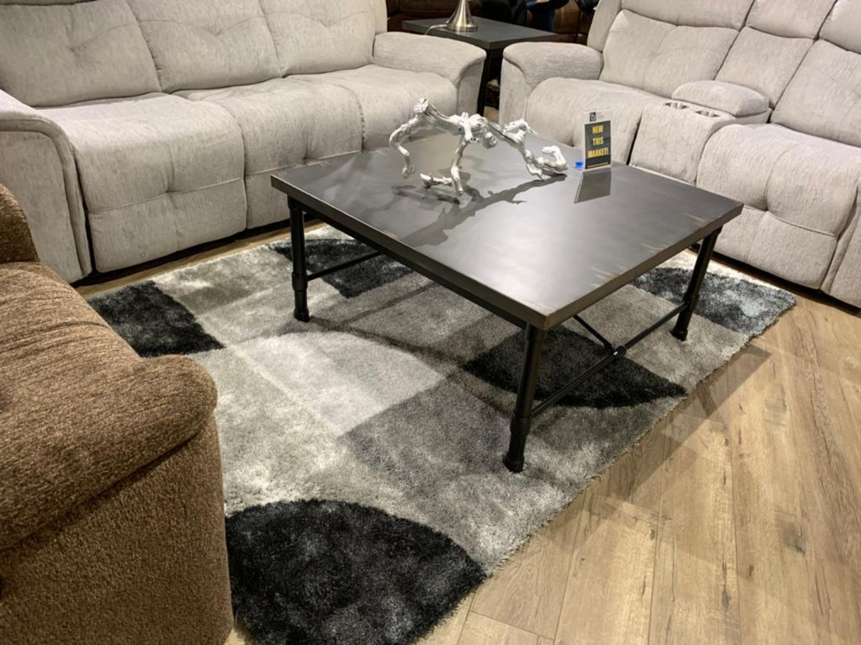 Vibrant Soft Cozy Geometric Design Polyester Fabric - Shag Area Rug, Gray Black, 5' X 7' (1 Piece)
