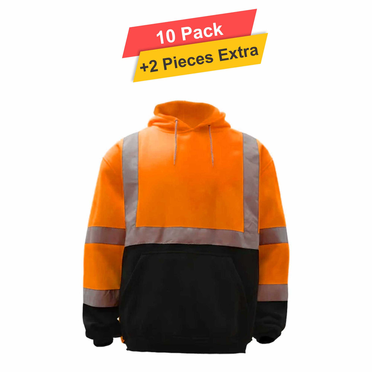 Fullzip Reflective Fleece Hoodie - 10 Pack - 7.62oz/yd2 - 100% Polyester