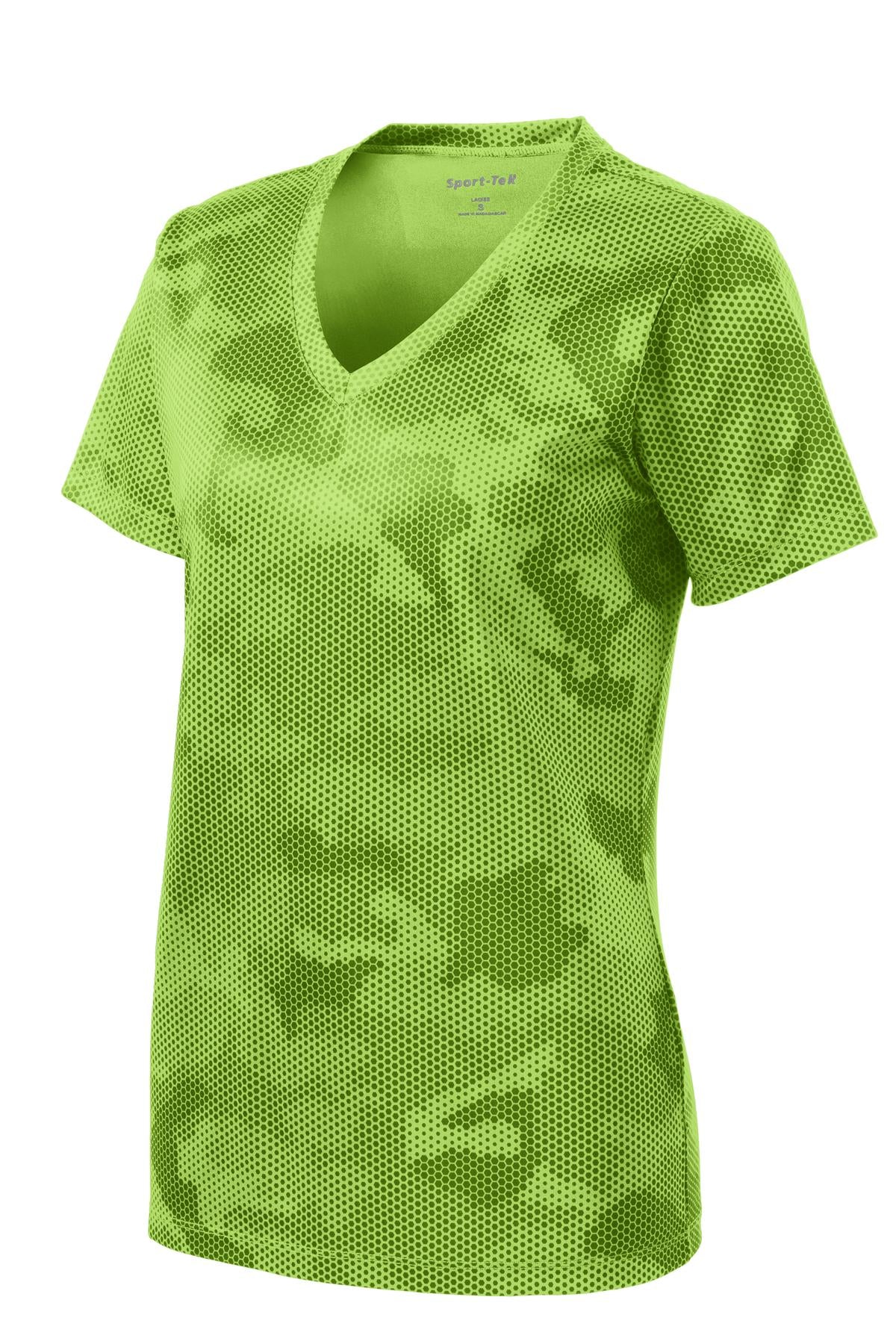 Sport-Tek® Ladies CamoHex V-Neck Tee