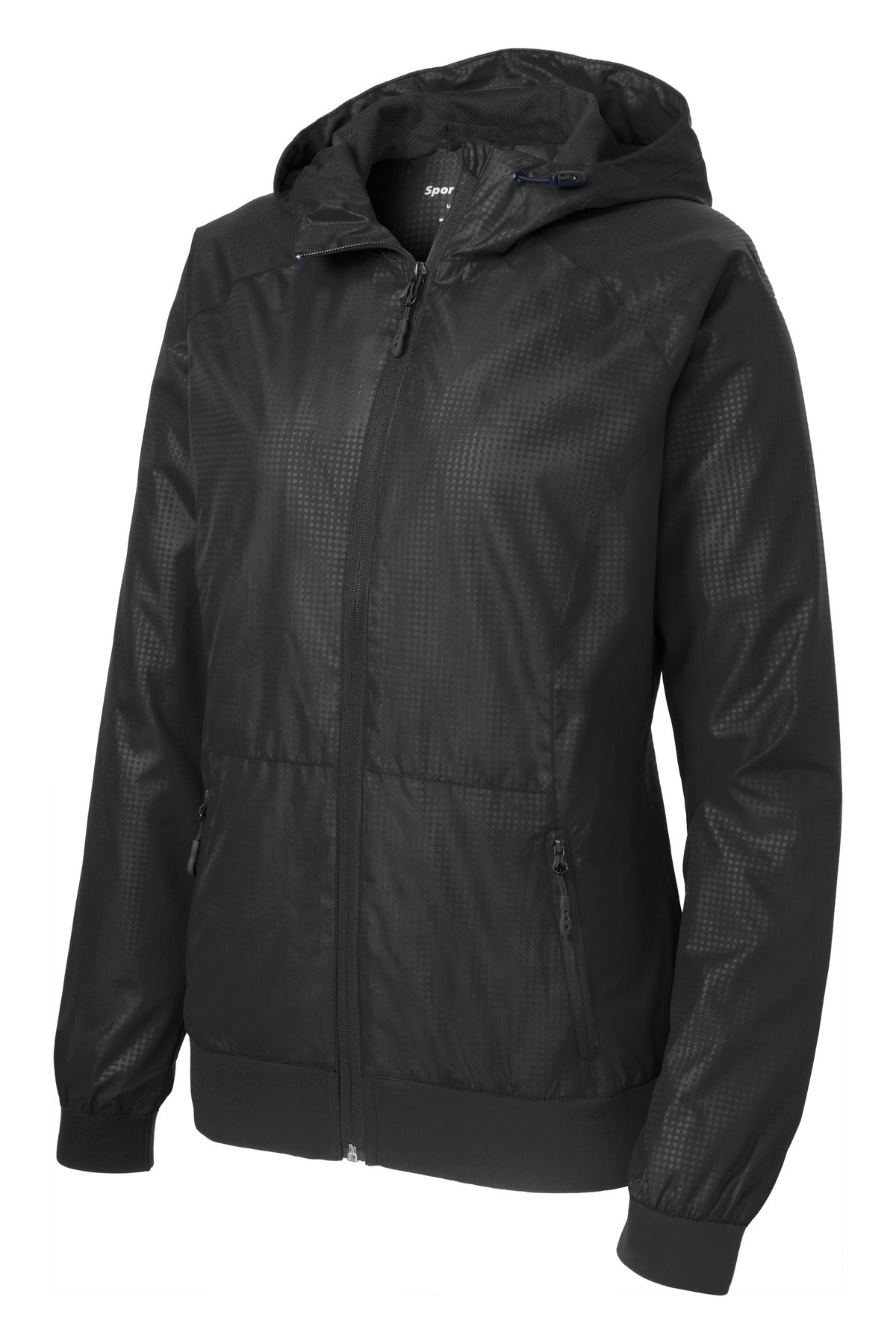 Sport-Tek® Ladies Embossed Hooded Wind Jacket