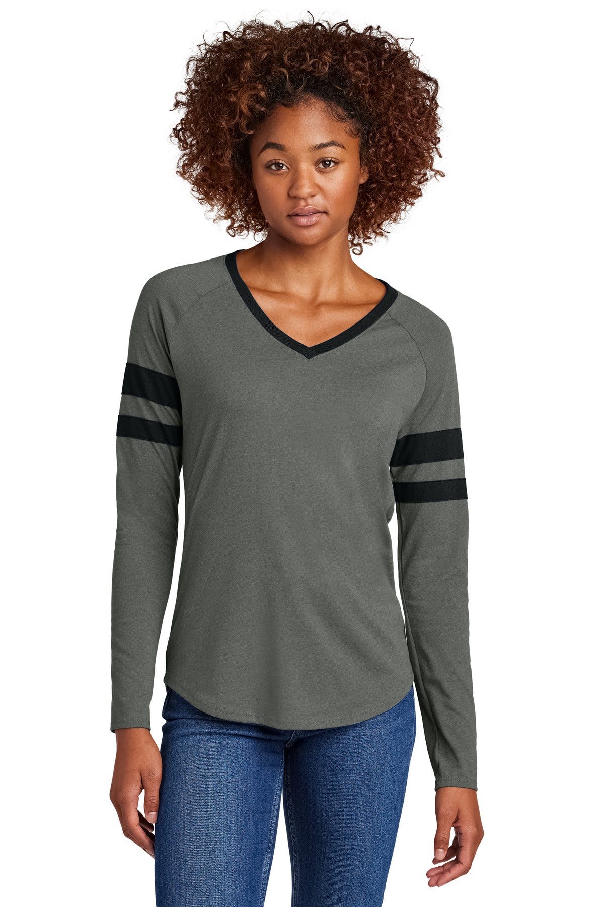 Women's Halftime Stripe Long Sleeve V-Neck Tee