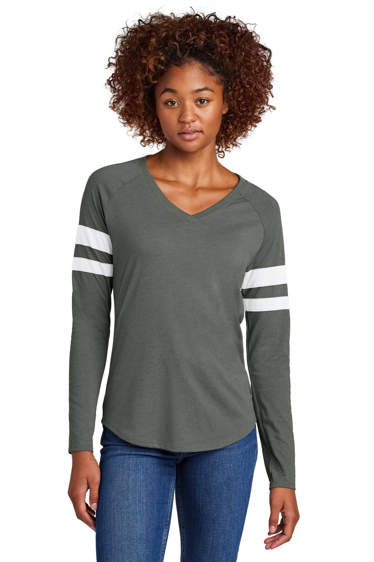 Women's Halftime Stripe Long Sleeve V-Neck Tee