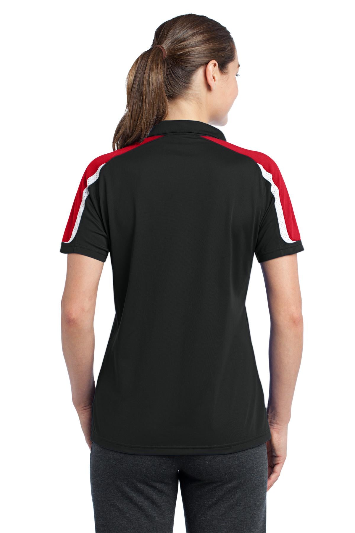 Sport-Tek® Ladies Tricolor Shoulder Micropique Sport-Wick® Polo