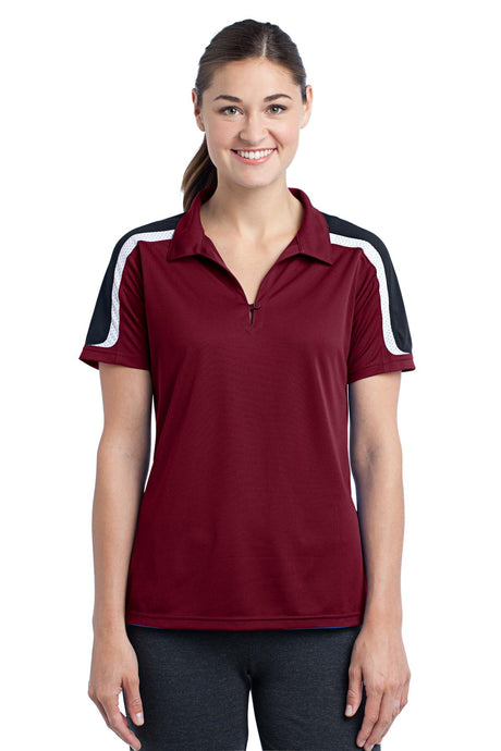 Sport-Tek® Ladies Tricolor Shoulder Micropique Sport-Wick® Polo