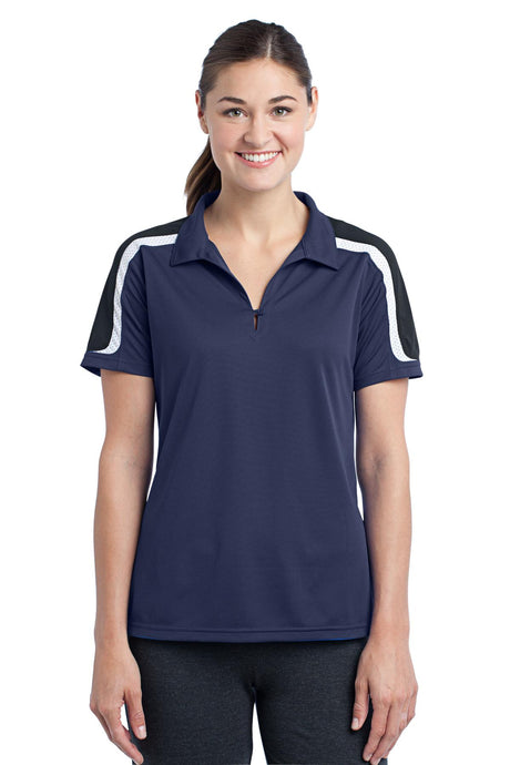 Sport-Tek® Ladies Tricolor Shoulder Micropique Sport-Wick® Polo