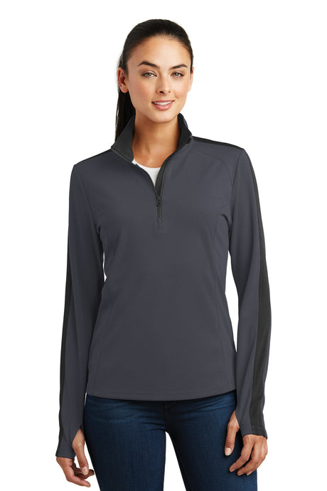 Sport-Tek® Women's Sport-Wick Textured Colorblock 1/4-Zip Pullover