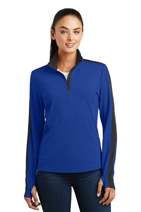 Sport-Tek® Women's Sport-Wick Textured Colorblock 1/4-Zip Pullover