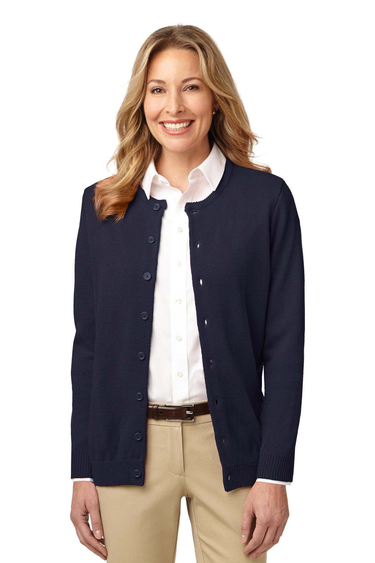 Port Authority® Ladies Value Jewel-Neck Cardigan Sweater