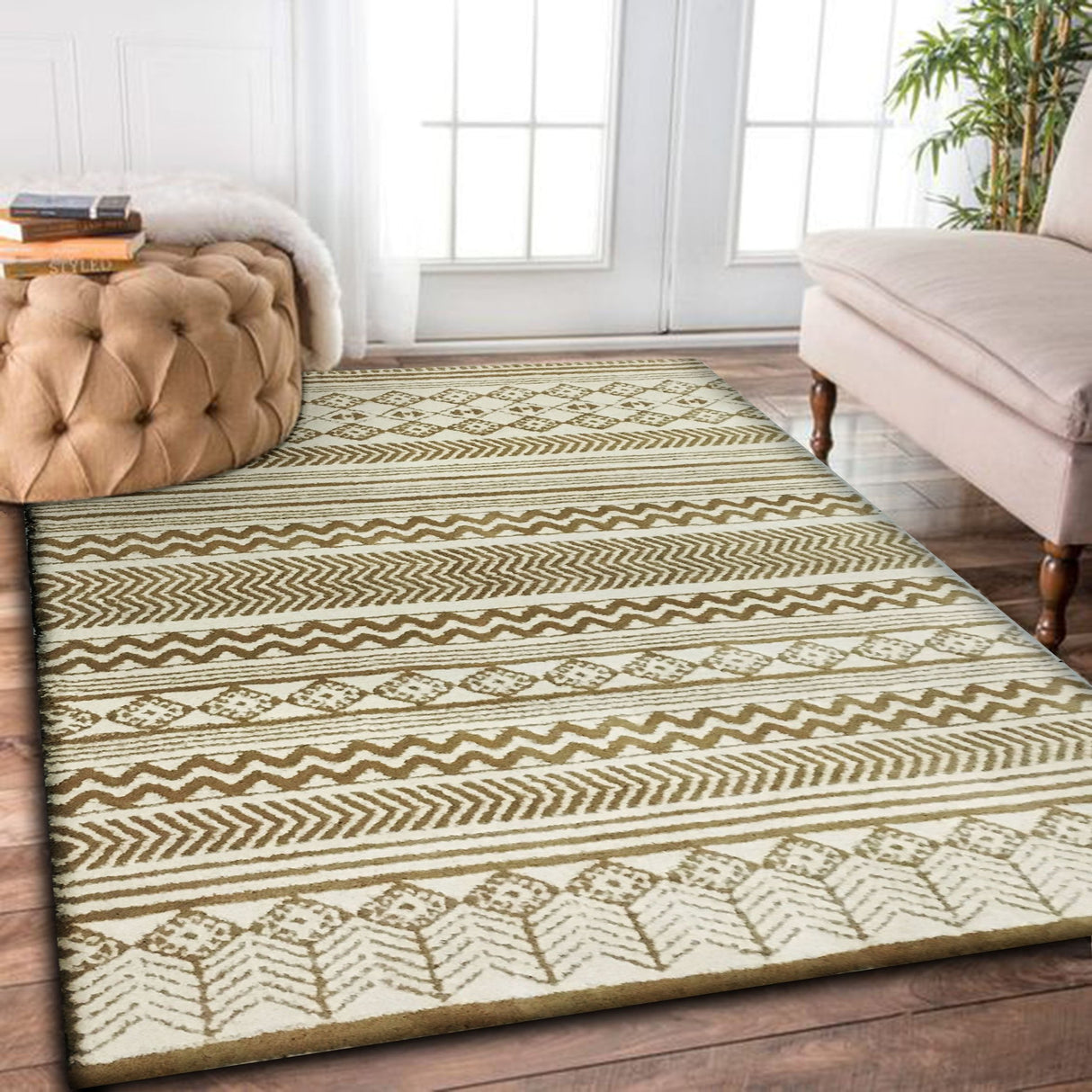 Microfiber Extra Soft Touch Area Rug - 100 Percent Microfiber Fabric, Beige, Modern Contemporary Design (2' X 3' / 5' 3" X 7' 5")