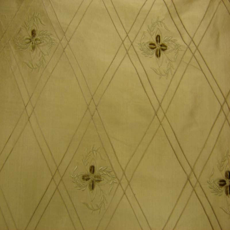 Lucile Silk Fabric - Diamond Floral Embroidered, 54" Width (1 Yard)