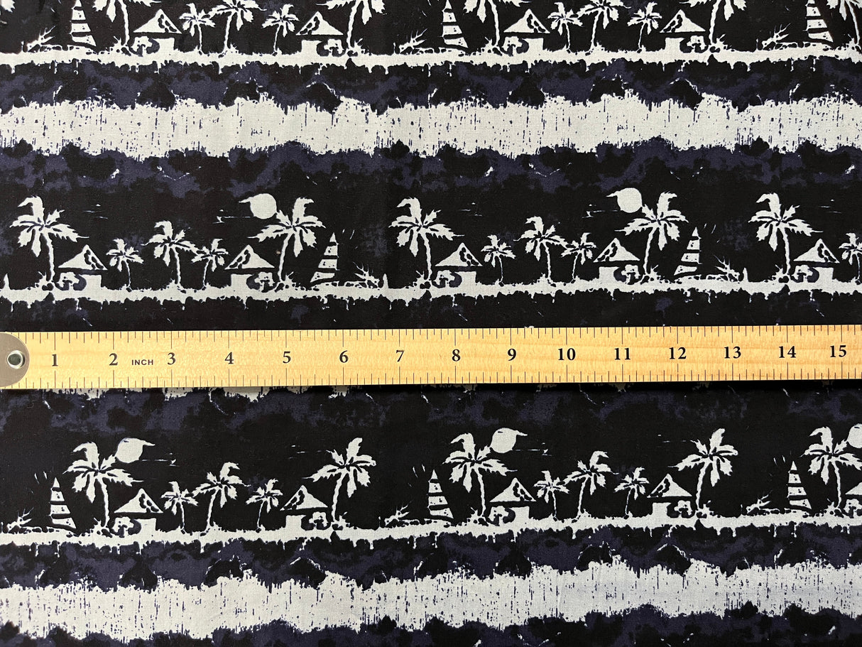 Lagoon Nights Rayon Fabric - Tropical Print, 45" Width (1 Yard)