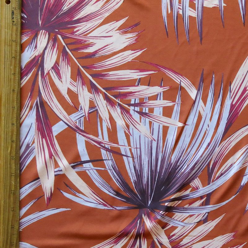 Swim Knit Poly Spandex Large Scale Foliage Terra Cotta