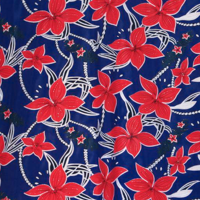 Large All Over Plumeria Glitter Polyester Fabric - Multicolored Plumeria Print, 60" Width (1 Yard)