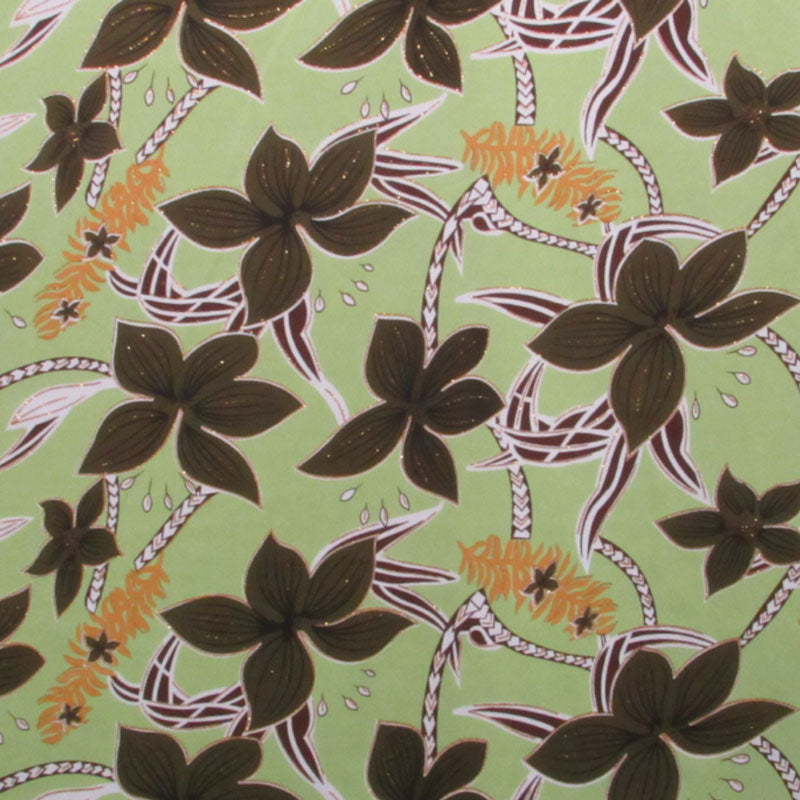 Large All Over Plumeria Glitter Polyester Fabric - Multicolored Plumeria Print, 60" Width (1 Yard)