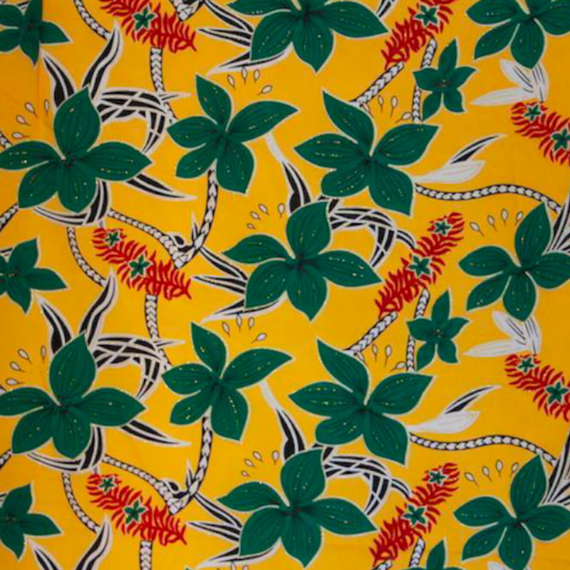 Large All Over Plumeria Glitter Polyester Fabric - Multicolored Plumeria Print, 60" Width (1 Yard)