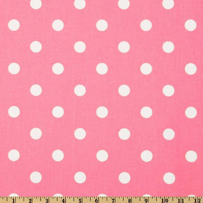 1/4″ Quarter inches White Polka Dot on Pink Poly Cotton Fabric,
