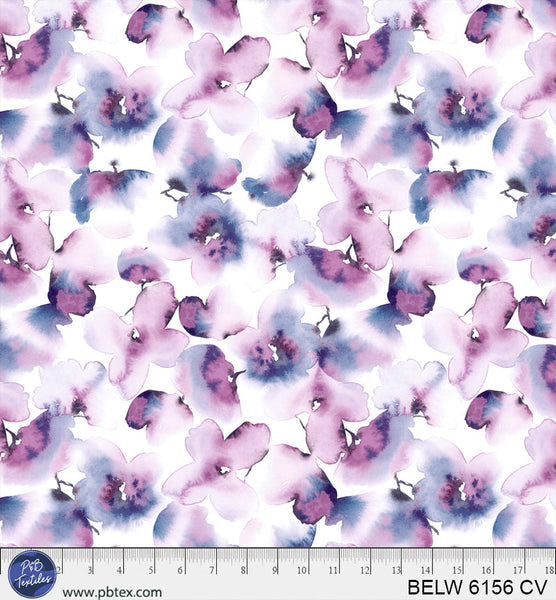 Cotton Wideback Fabric Lavender Purple Floral Butterfly Belle 108"