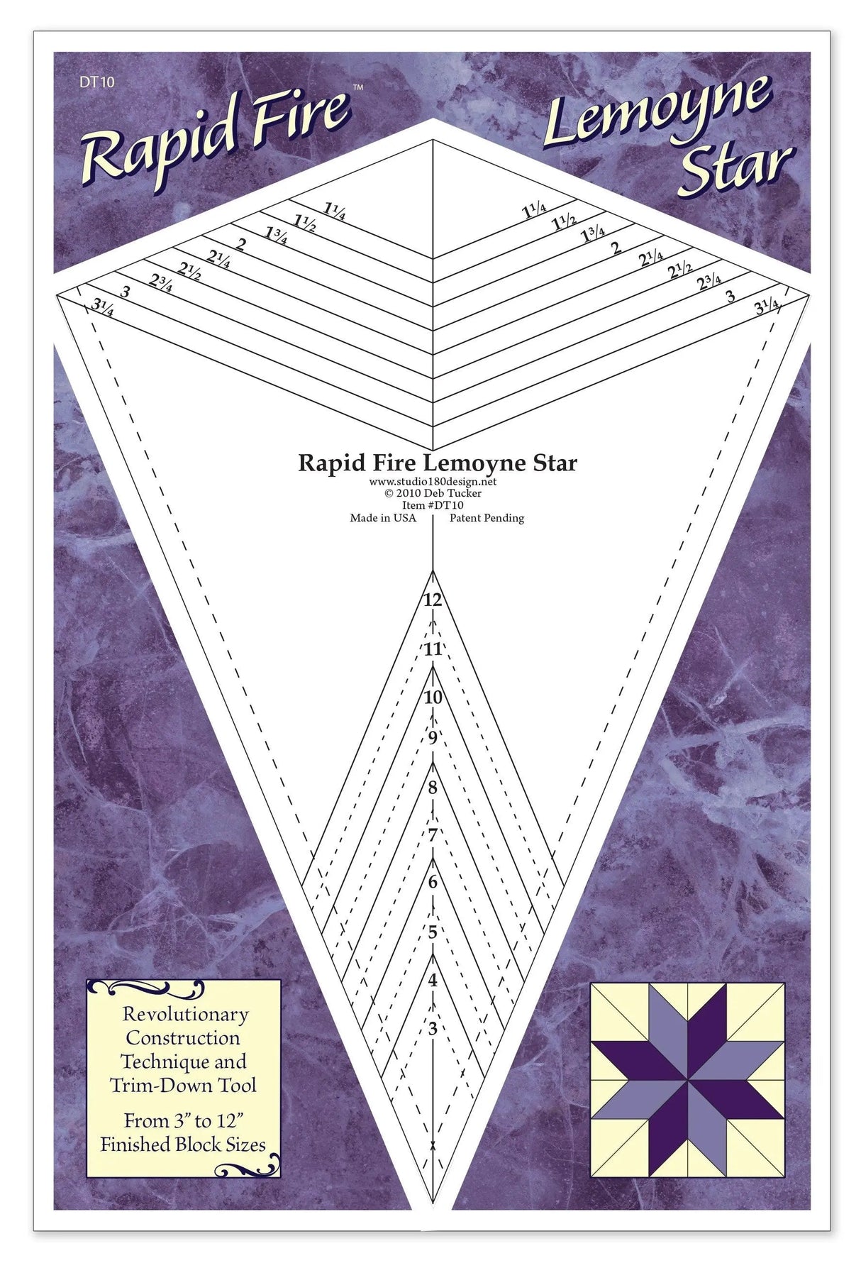 Acrylic Lemoyne Star Ruler Quilting Template