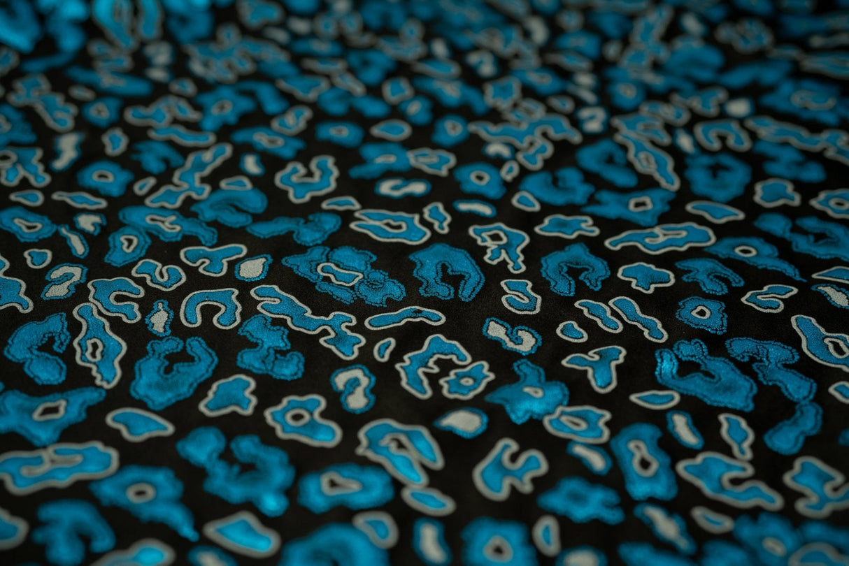 Foil Printed Spandex Leopard Black