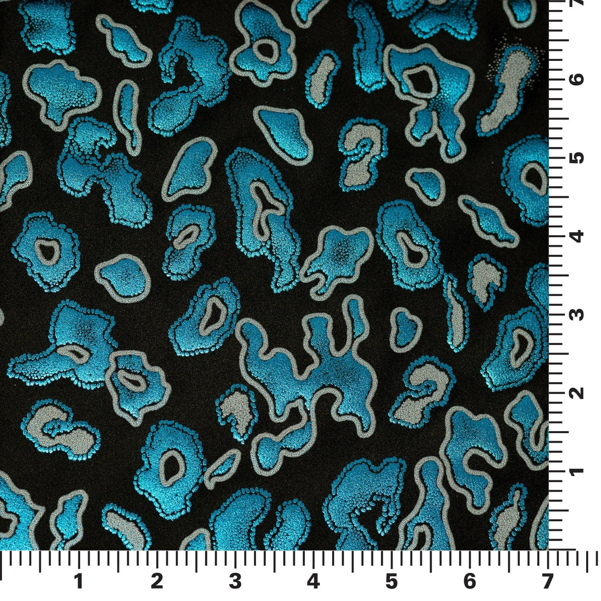 Leo Party Foil Printed Spandex Fabric - Black Leopard Foil Print, 56" Width (1 Yard)