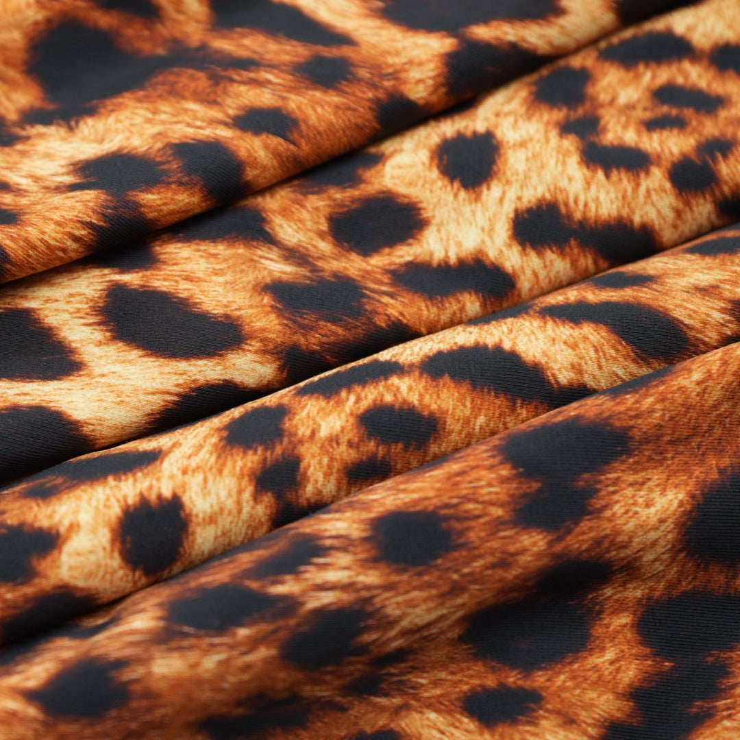 Leopard Spotted Safari Printed Nylon Spandex Fabric - Leopard Print, Blue, 55/56" Width (1 Yard)