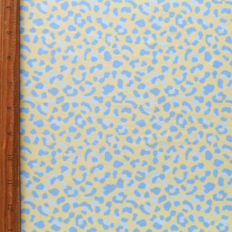 Swim Knit Periwinkle Light Blue Leopard on Light Yellow