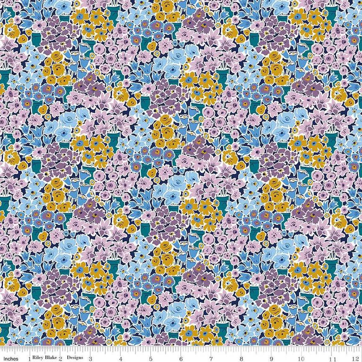 Cotton Print Rossellie Blooms Fabric 44/45" Width