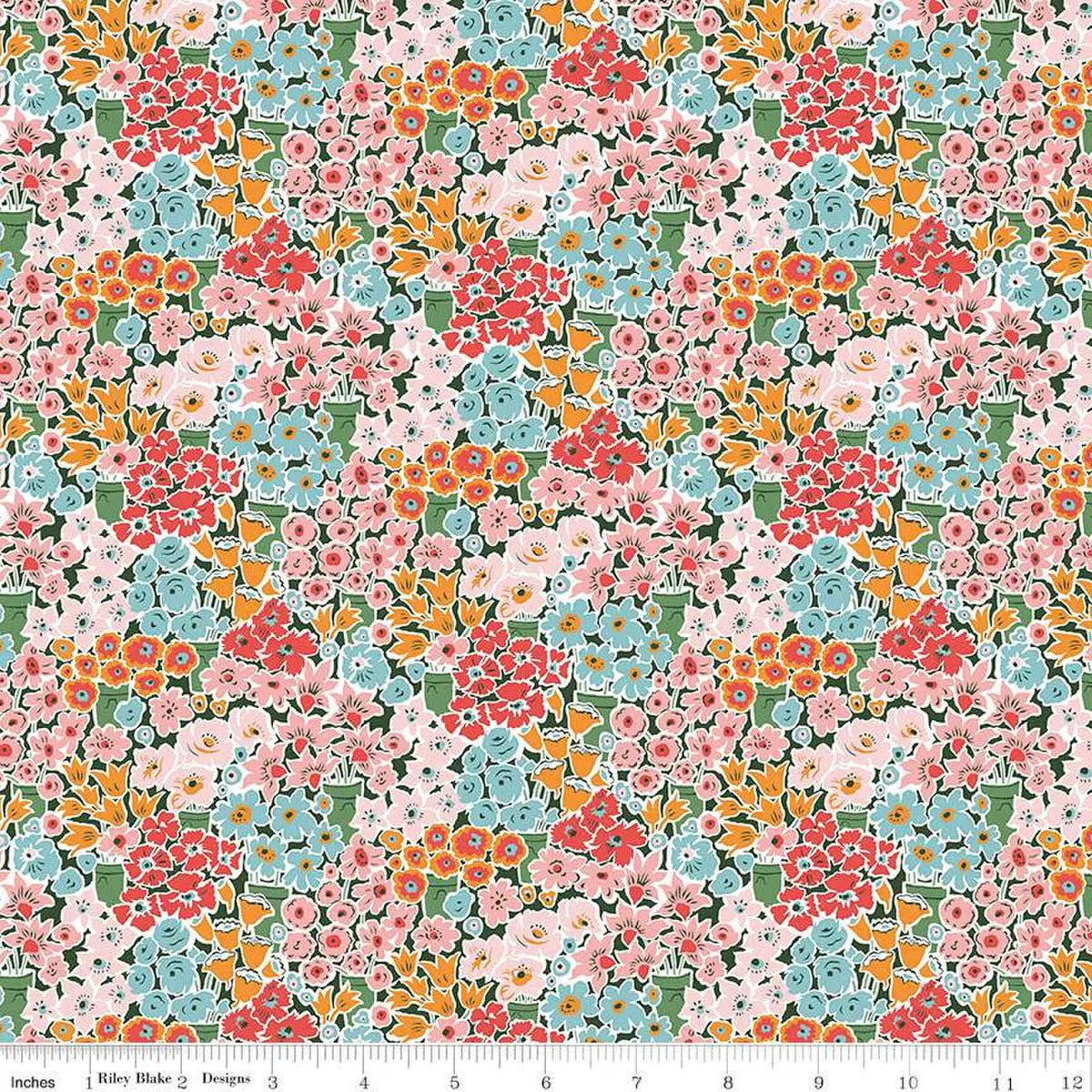Cotton Print Rossellie Blooms Fabric 44/45"