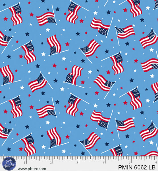 Cotton Patriotic Minis Fabric Light Blue 44/45