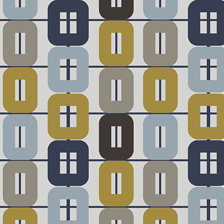 Cotton Print Light Gray Rounded Box Geo Fabric 44"/45"