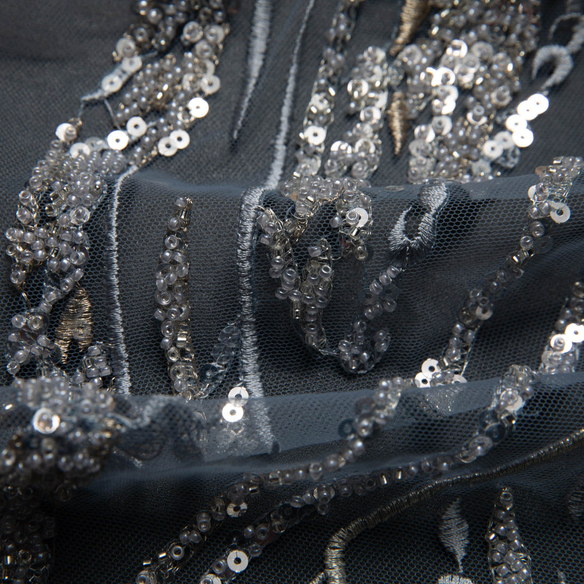 1 Yard P Soft Tulle Lace Fabric Embroidered Sequined Elegant Beautiful Design 52" Wide