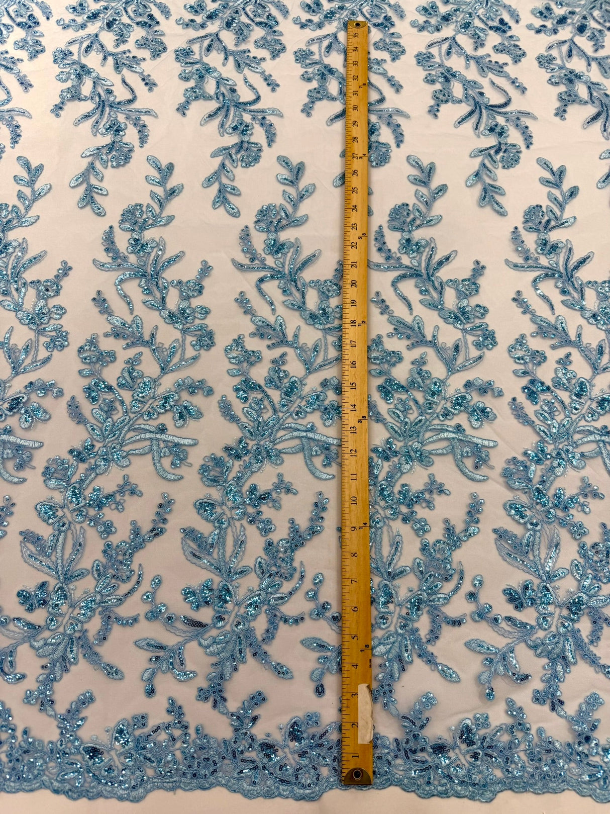 Butterfly Corded Lace Fabric - Butterfly Embroidery, Metallic Sequins, 54" Width (1 Yard)