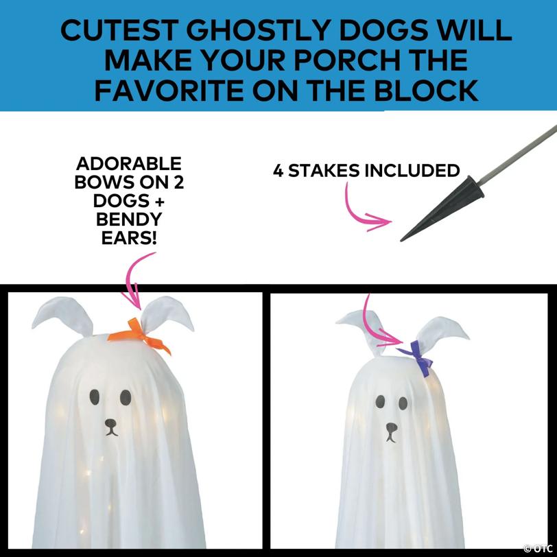 Light-Up Standing Ghostly Dogs Halloween Decoration - Set of 4
