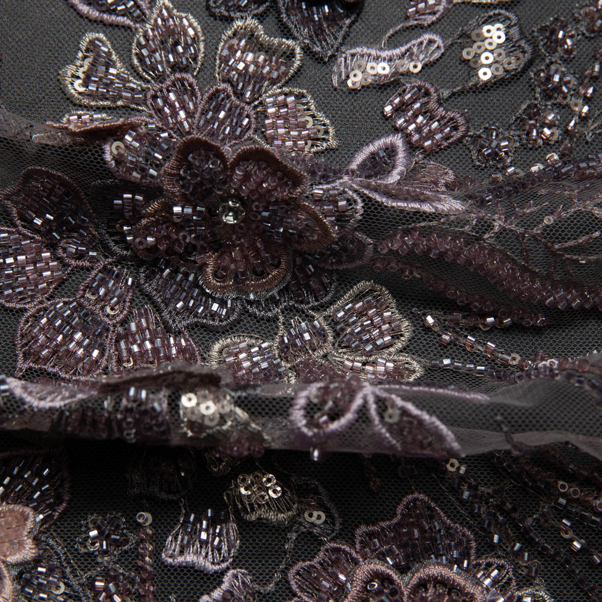 1 Yard Embroidered Tulle Lace Fabric with Incredible Floral Design, 52" Wide