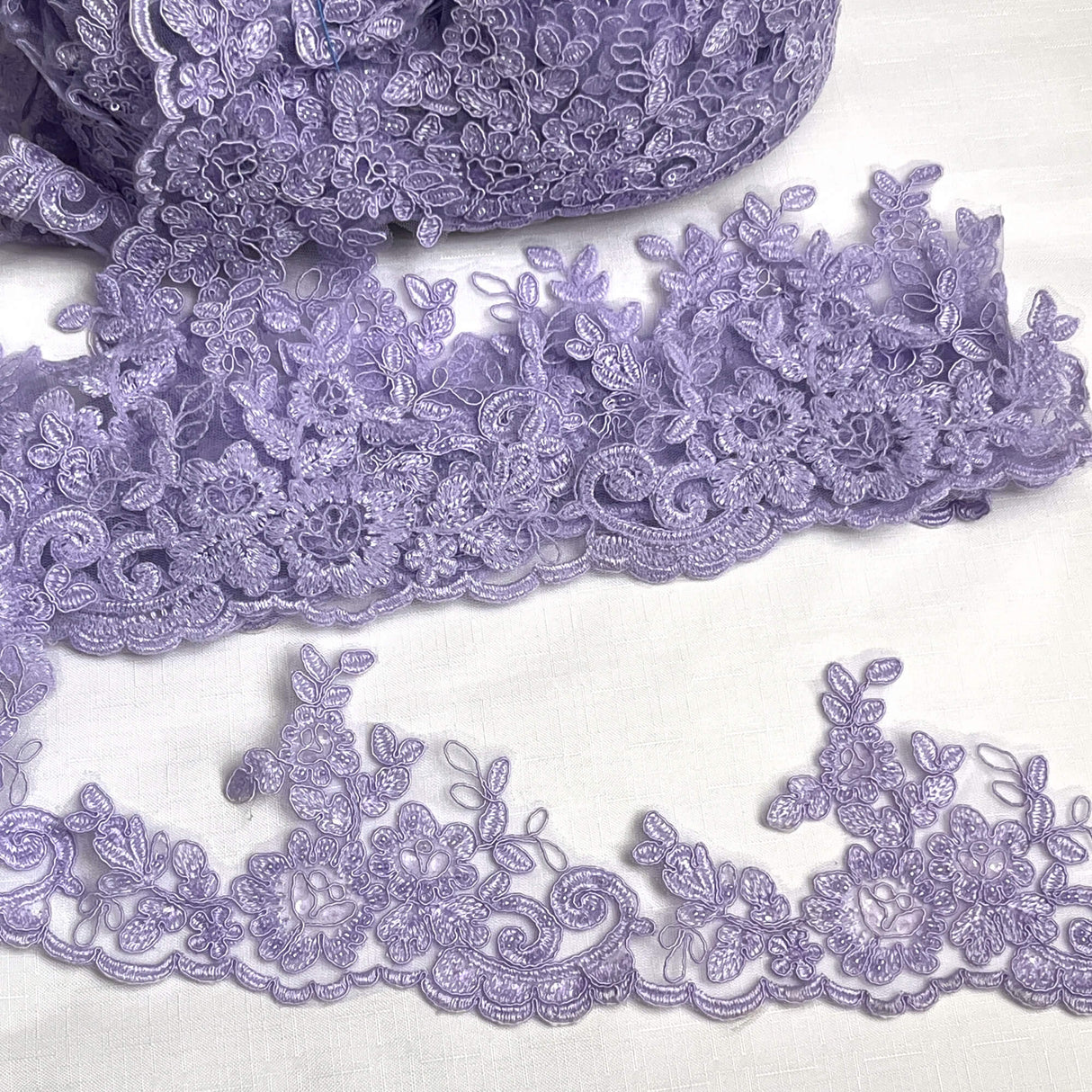 Beaded Corded Lace Trimming 4"