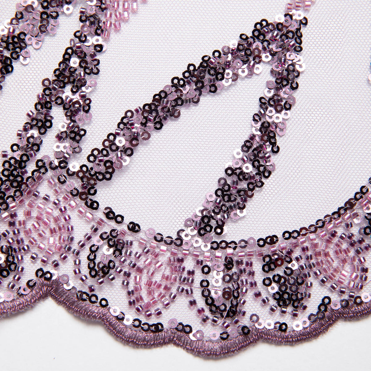 1 Yard Tulle Lace Fabric Embroidered with Sequins and Stylish Design, 52" Wide