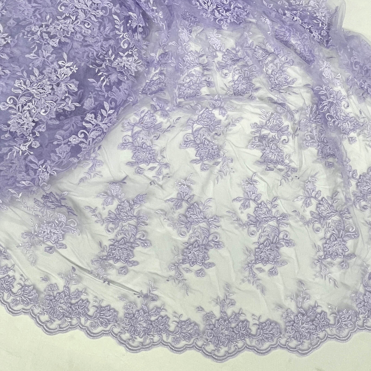 Corded Floral Lace Fabric Ivory