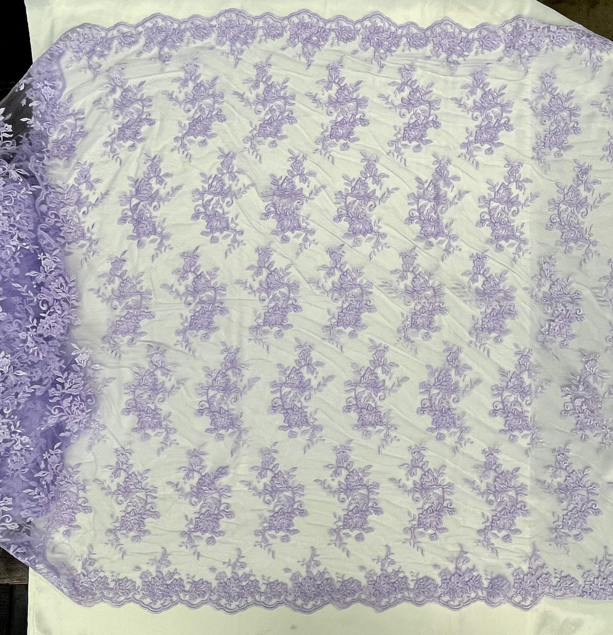 Corded Floral Lace Fabric Ivory