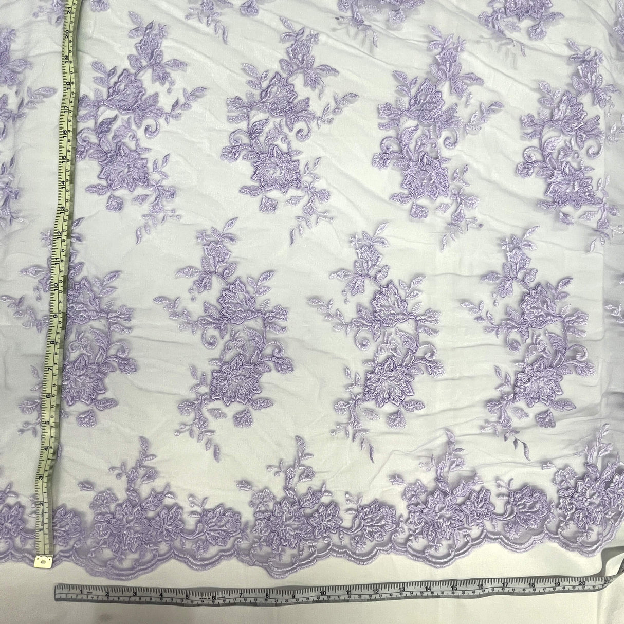 Corded Floral Lace Fabric Ivory