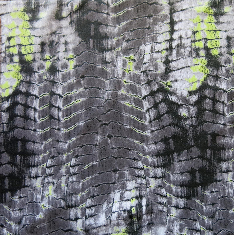 Swim Knit Poly Spandex Gator Print Lime Grey