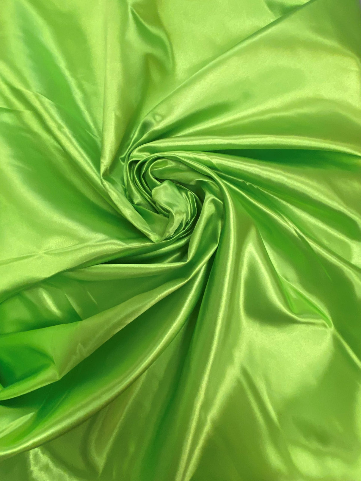 Lime Bridal Satin Fabric - Lime, 58"-60" Width (1 Yard)
