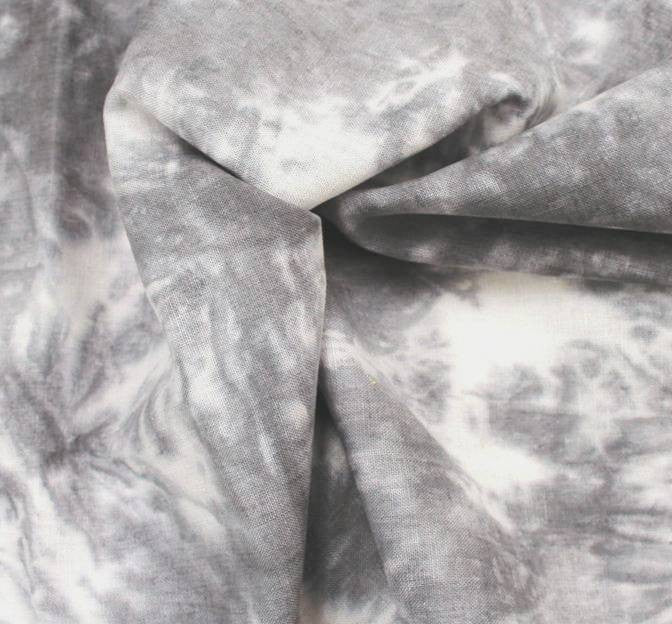 Linen Rayon Tie Dyed Grey Fabric - Grey Tie Dyed, 53/54" Width