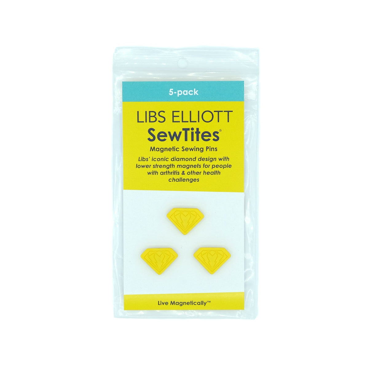 Libs Elliott Diamond Lite SewTites Magnetic Sewing Pins - Magnetic Sewing Pins, Diamond Shape, 0.85" X 0.6", 5 Pack (5 Pack)