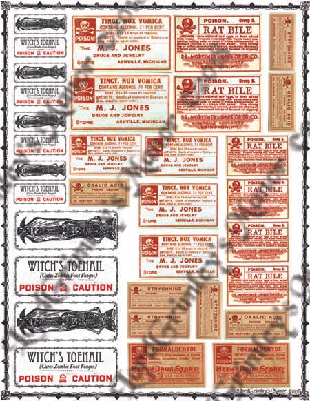 Dr. Mortimer Jones' Apothecary - Poison Labels - Digital Download