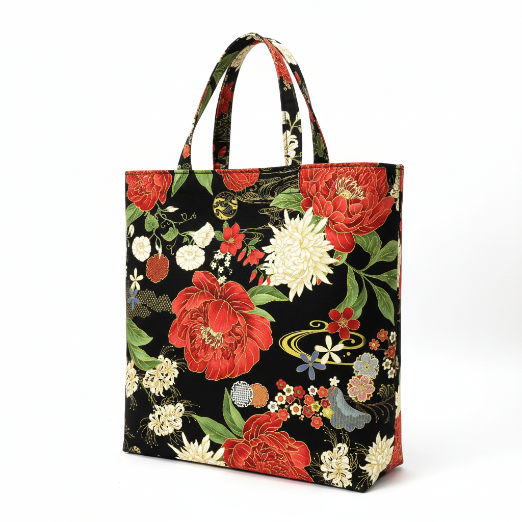 Quilting Cotton Lotus Garden Floral Metallic Black Timeless Treasures